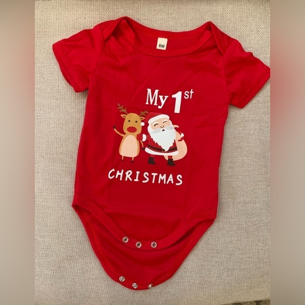 Baby First Christmas Santa Red Onesis